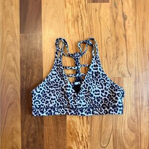ZYIA Blue Leopard Strappy Sports Bra